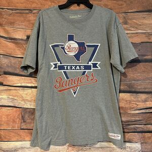 Texas Rangers Mitchell & Ness MLB Men's Gray Retro Logo Short Sleeve XL T-Shirt